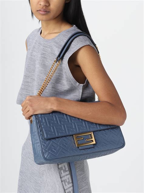 fendi shoulder bag blue|Fendi bag with thick strap.